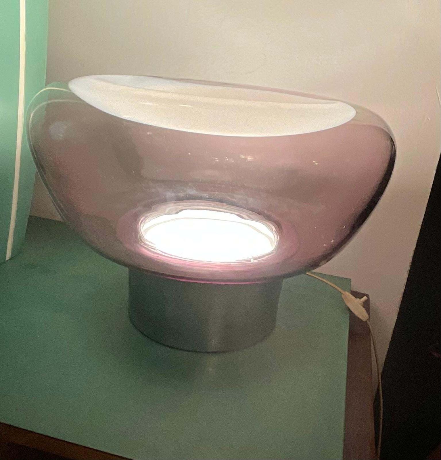 Vistosi  Murano Glass Lamp And Steel Base   Made In. Italy 1970 photo for sale