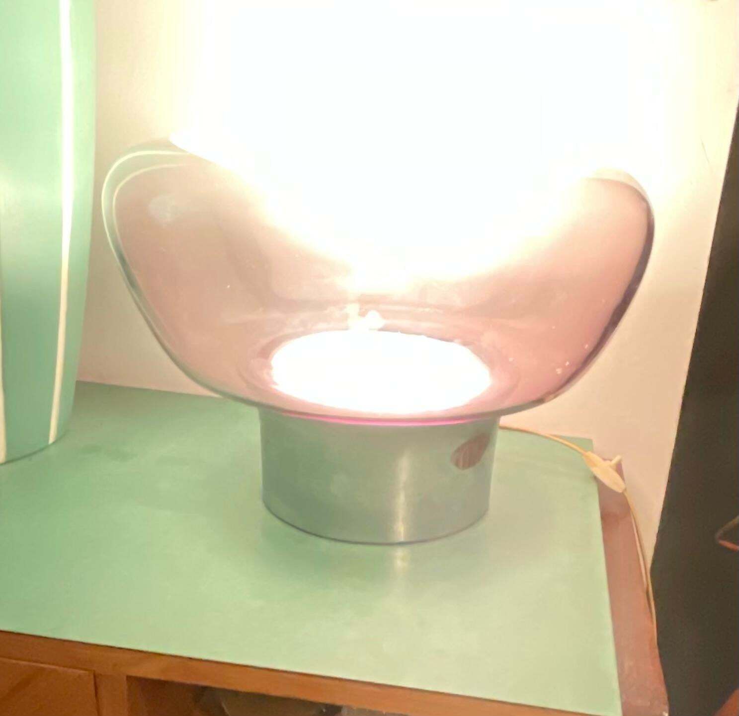 Vistosi  Murano Glass Lamp And Steel Base   Made In. Italy 1970 photo Lighting