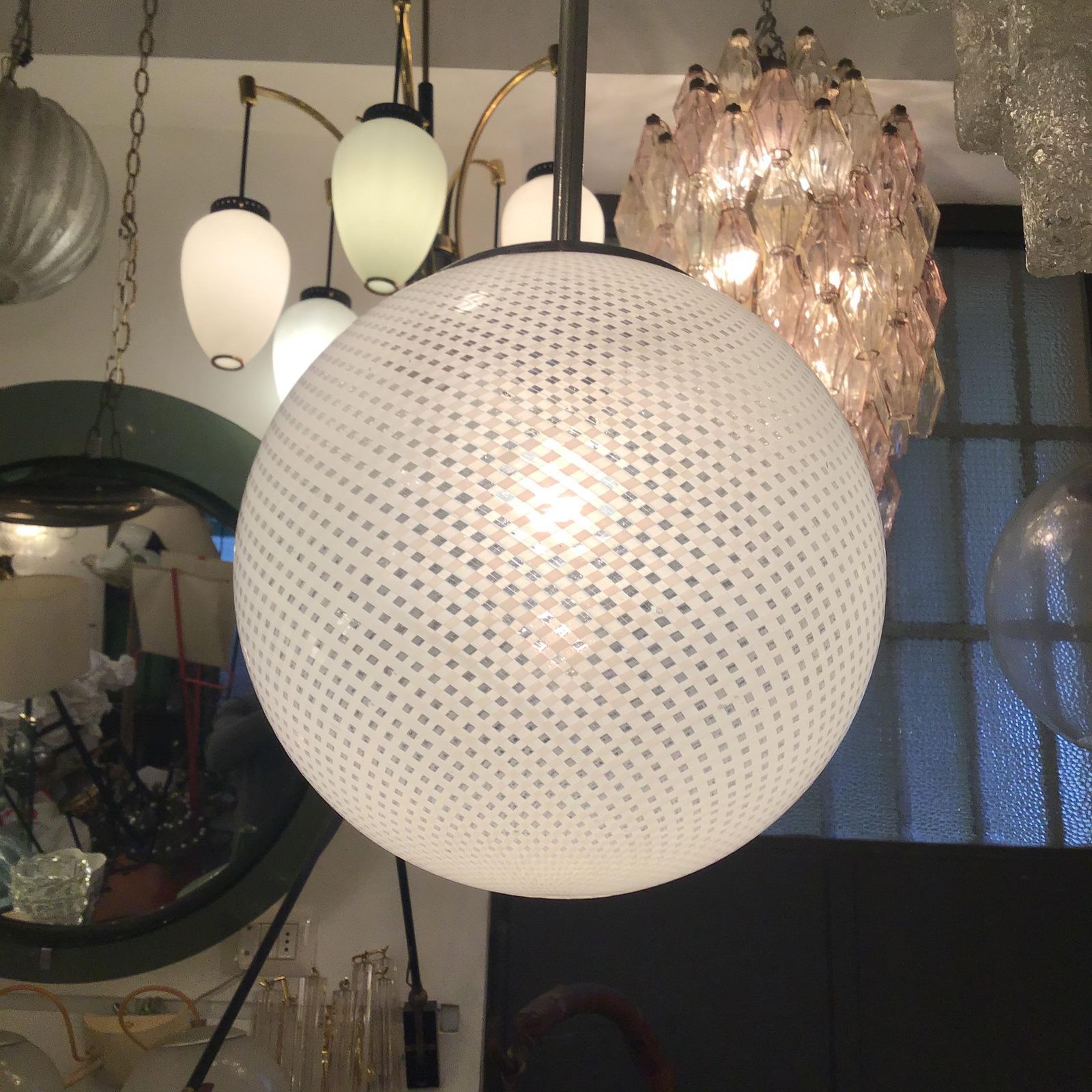 Venini "Filigrana " Chandelier Murano Glass Metal Crome 1930 Italy photo 2568.0