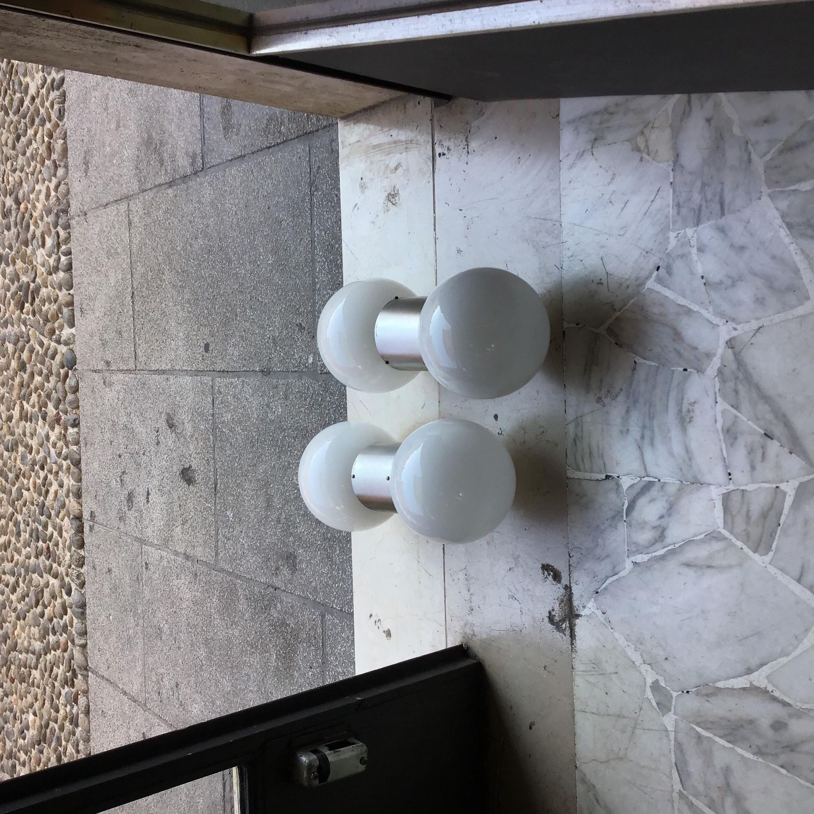Stilux Couple Sconces Glass  Metal Crome 1958 Italy photo vinterior