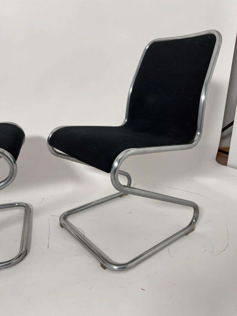 1288.96 Pair Of Cantilever Z Chairs, Steeltube And Black Fabric, Italy Circa 1970 photo
