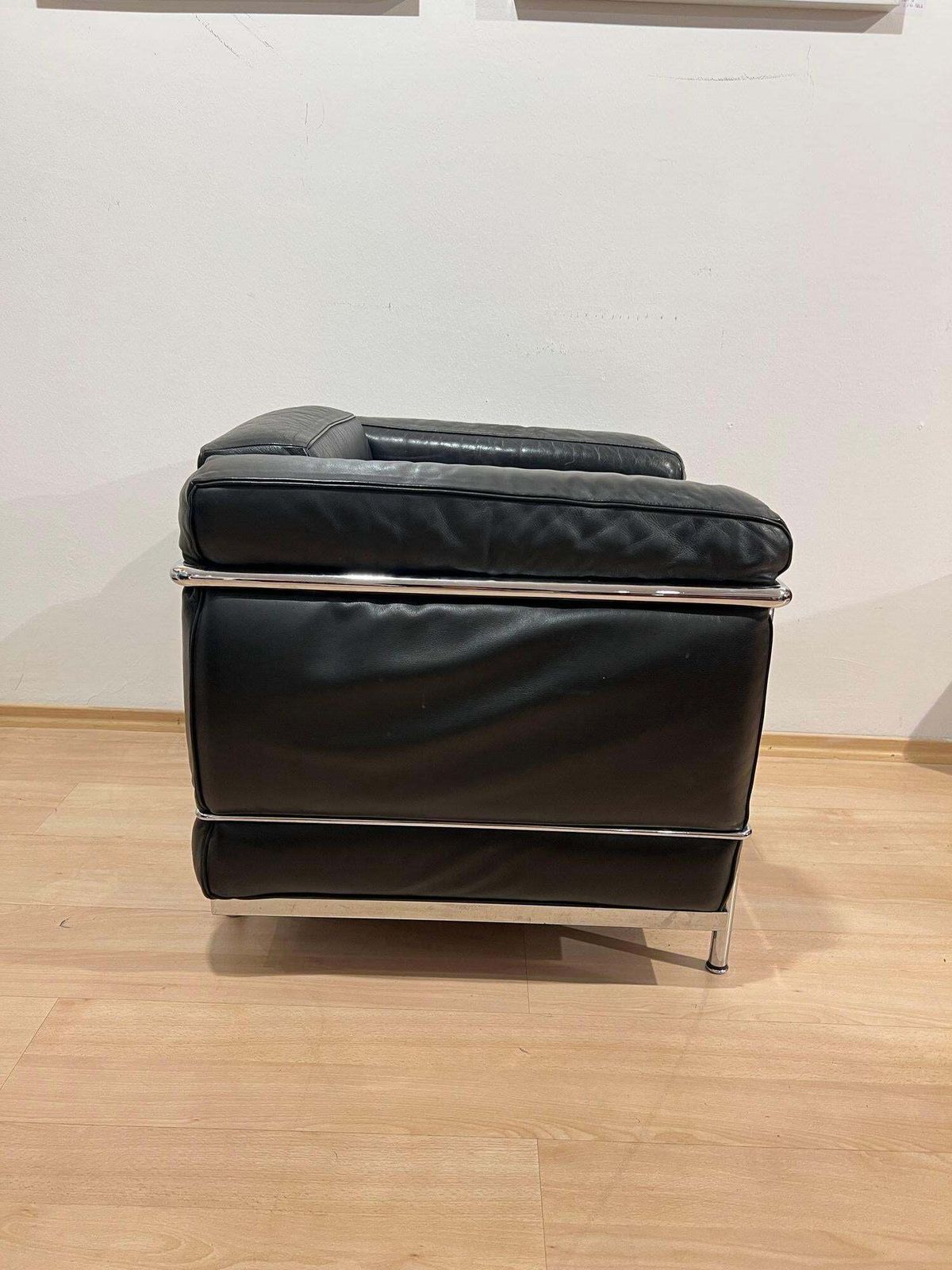 Furniture Lc2 Armchair, Chromed Steeltube And Black Leather, Italy Circa 1960s photo