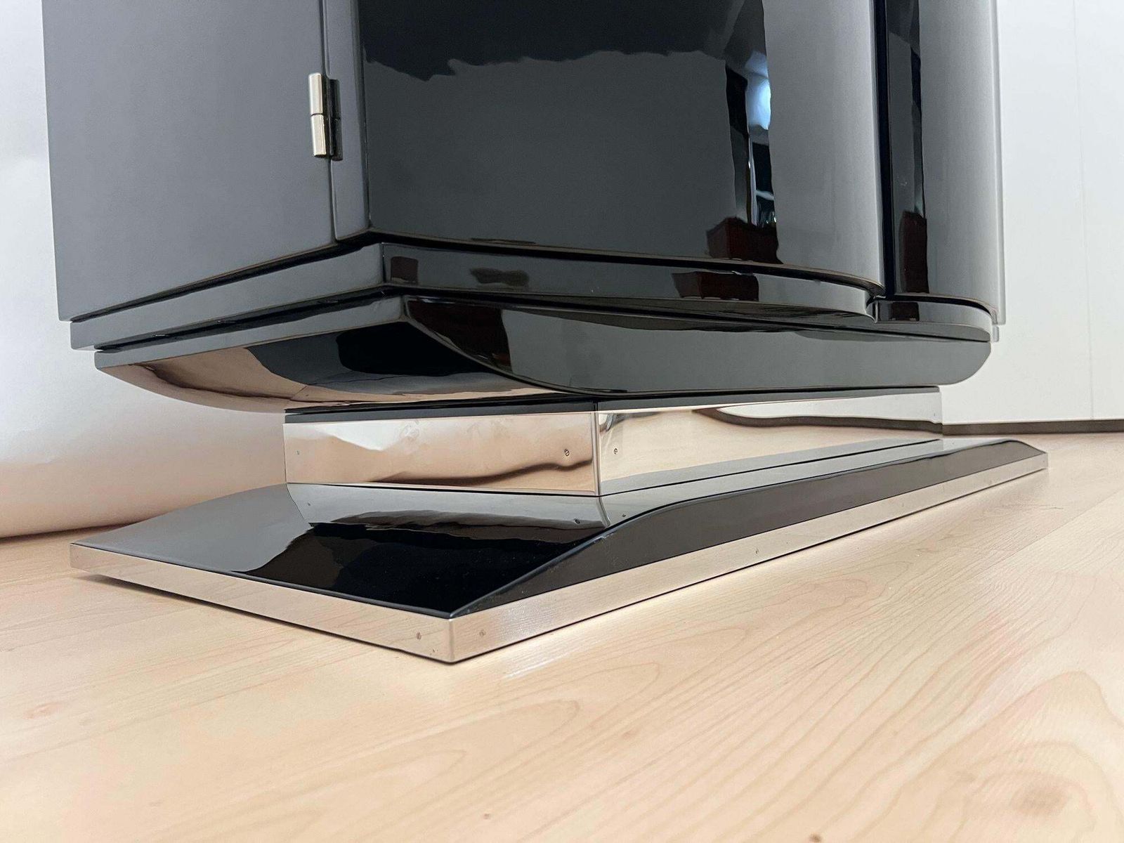 photo vinterior Art Deco Bar Sideboard, Black Lacquer And Chrome, France Circa 1930