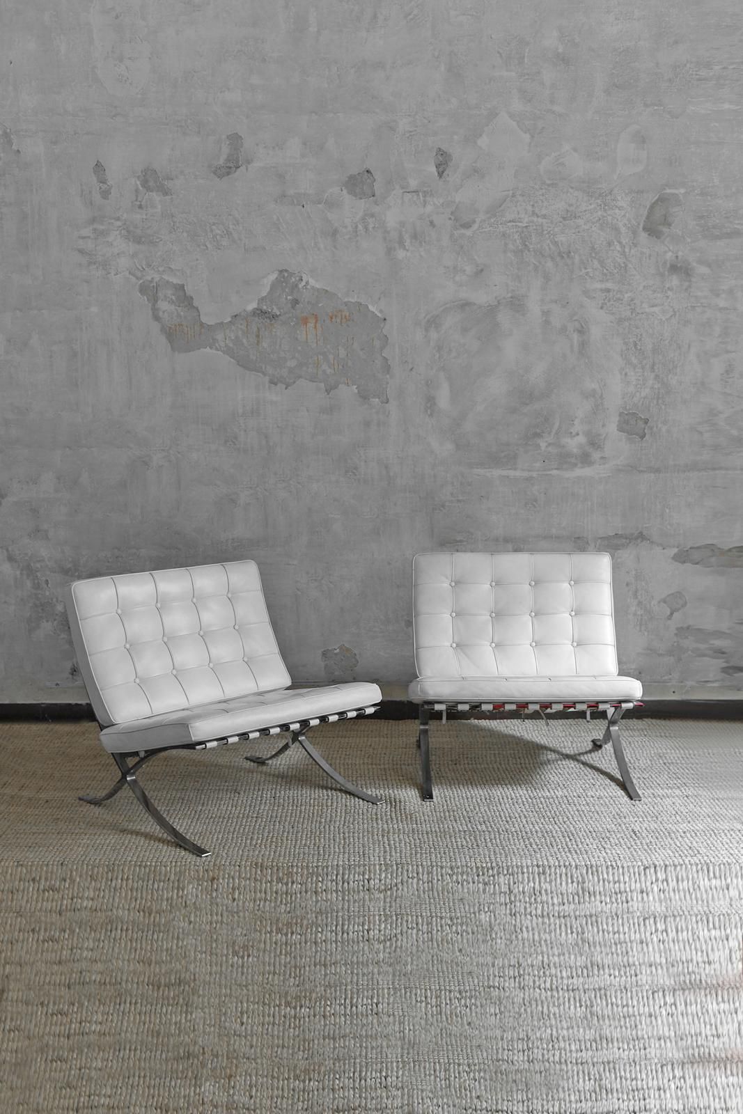 Pair Of Mr90 Barcelona Chairs By Mies Van Der Rohe For Alivar photo furniture