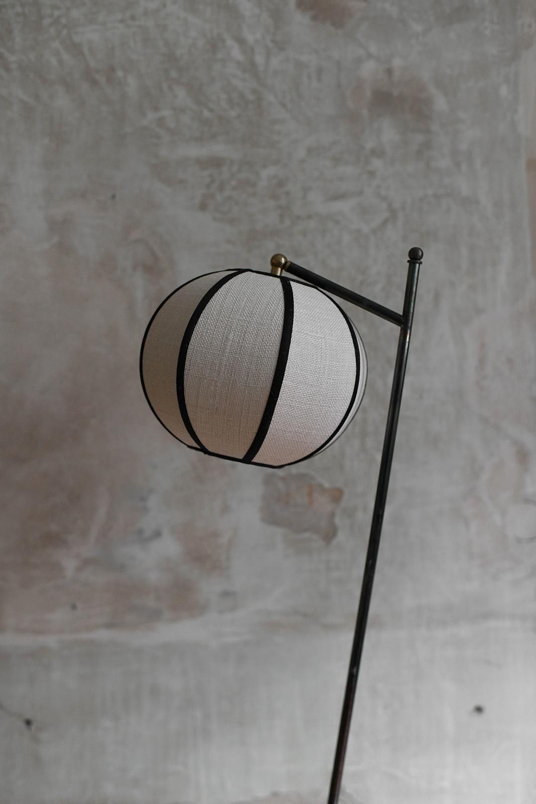 Pair Of “Lanterna” Floor Lamps With Iron Frame And Spherical Fabric Lampshade photo vinterior