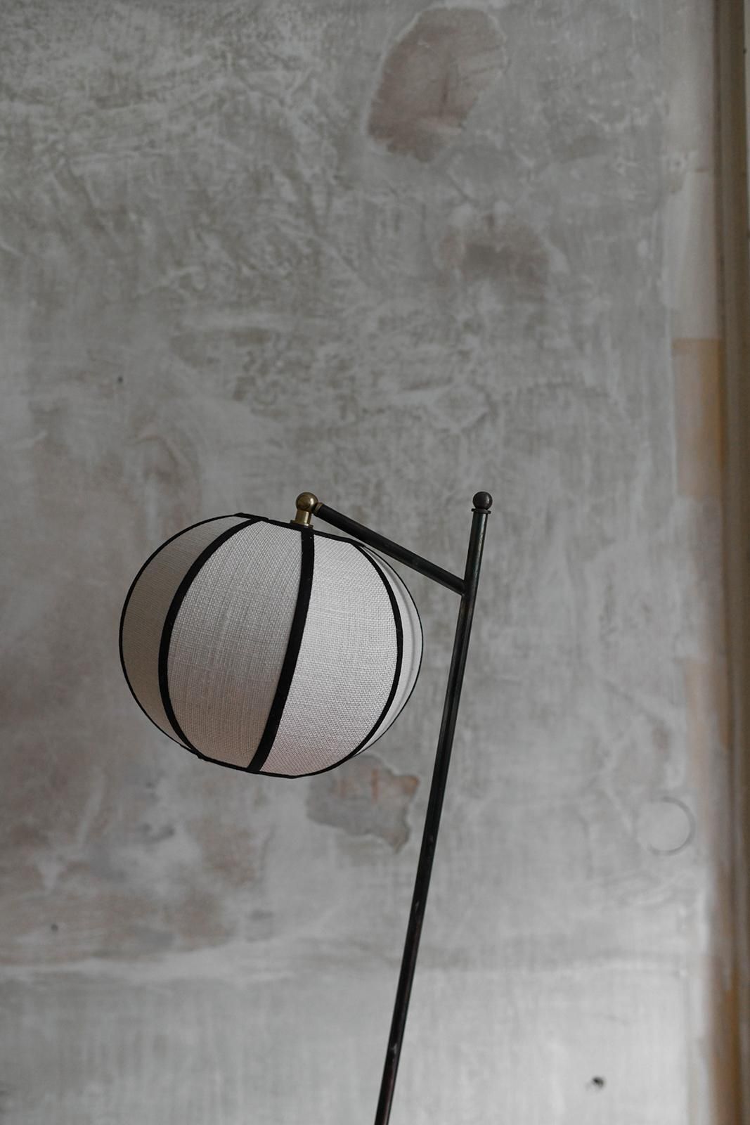 photo furniture Pair Of “Lanterna” Floor Lamps With Iron Frame And Spherical Fabric Lampshade