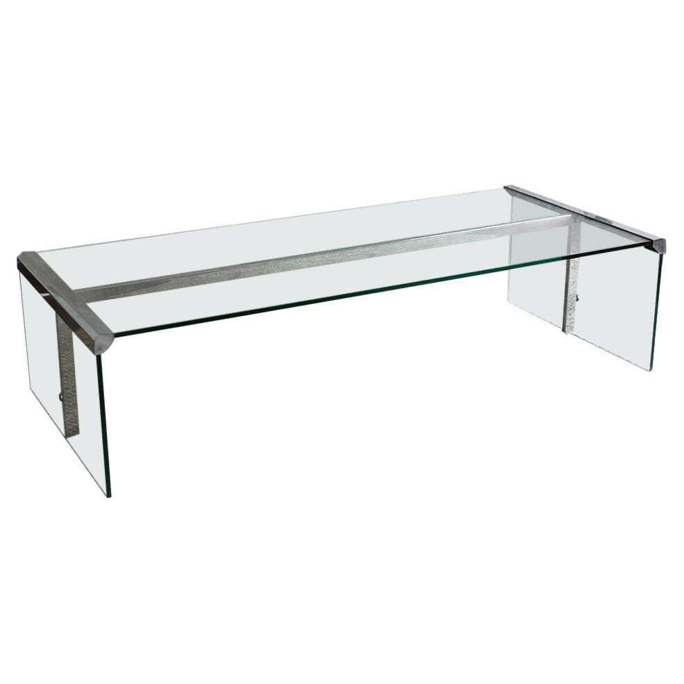 Large Coffee Table In Glass And Metal By Pierangelo Gallotti For Gallotti&Radice