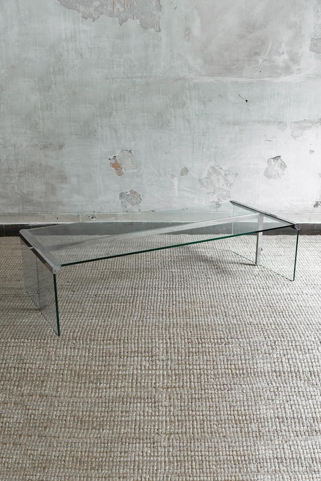 Large Coffee Table In Glass And Metal By Pierangelo Gallotti For Gallotti&Radice photo for sale