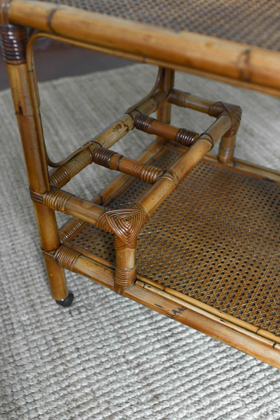 1980s Cart Bar Server – Bamboo And Vienna Straw Bar Cart With Dark Finish photo buy