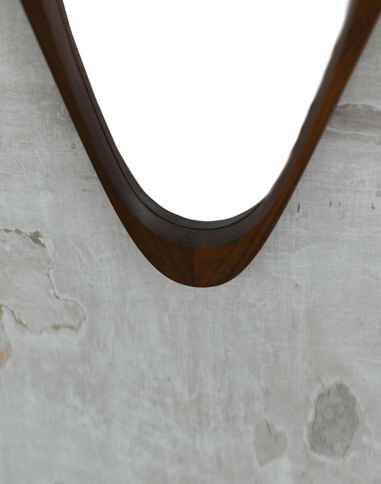 Oval Mirror With Wooden Frame And Leather Cord Details, 1950s photo Home Decor