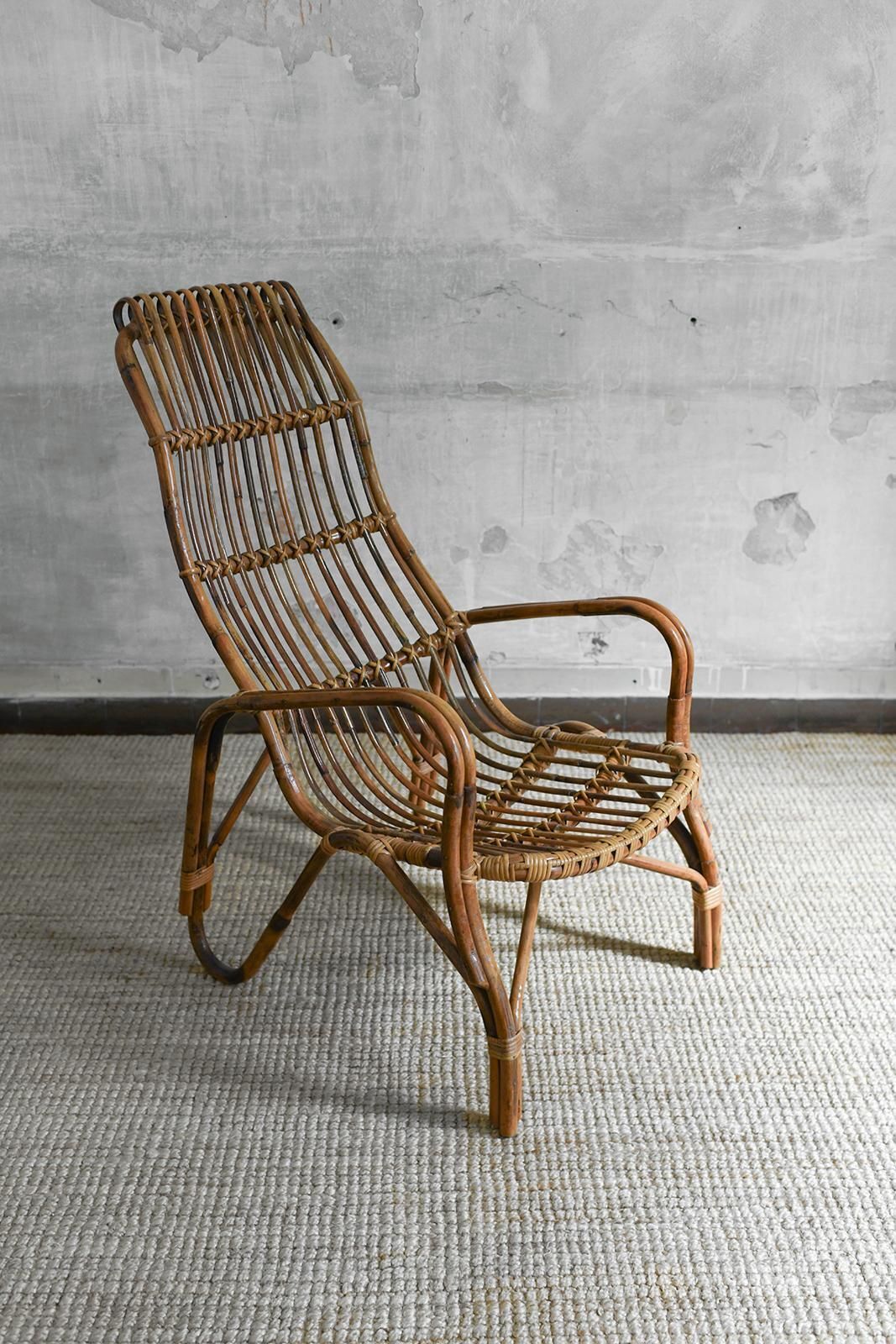 Pair Of High Back Bamboo Armchairs, 1960s photo buy