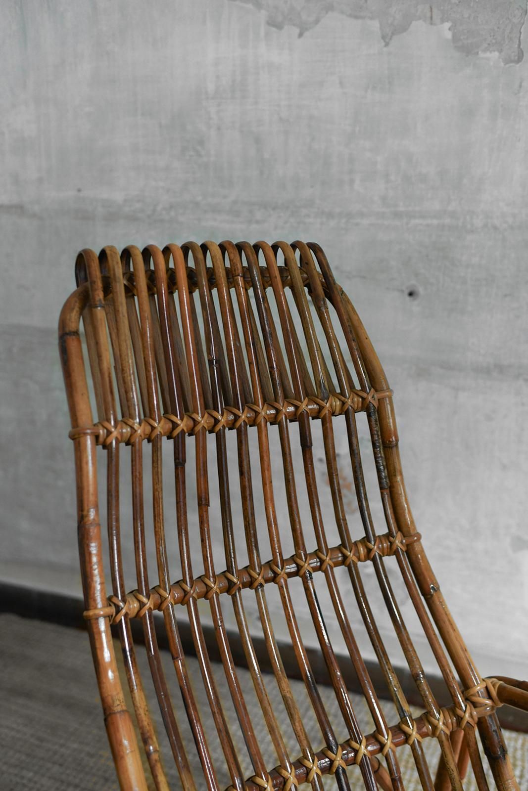 photo furniture Pair Of High Back Bamboo Armchairs, 1960s