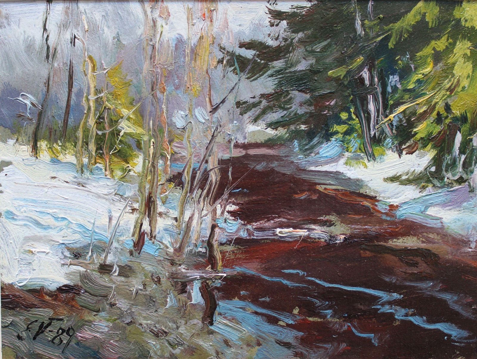 Edgars Vintersmarch  24x32 Cm, Oil/Cardboard, 19901991 photo for sale