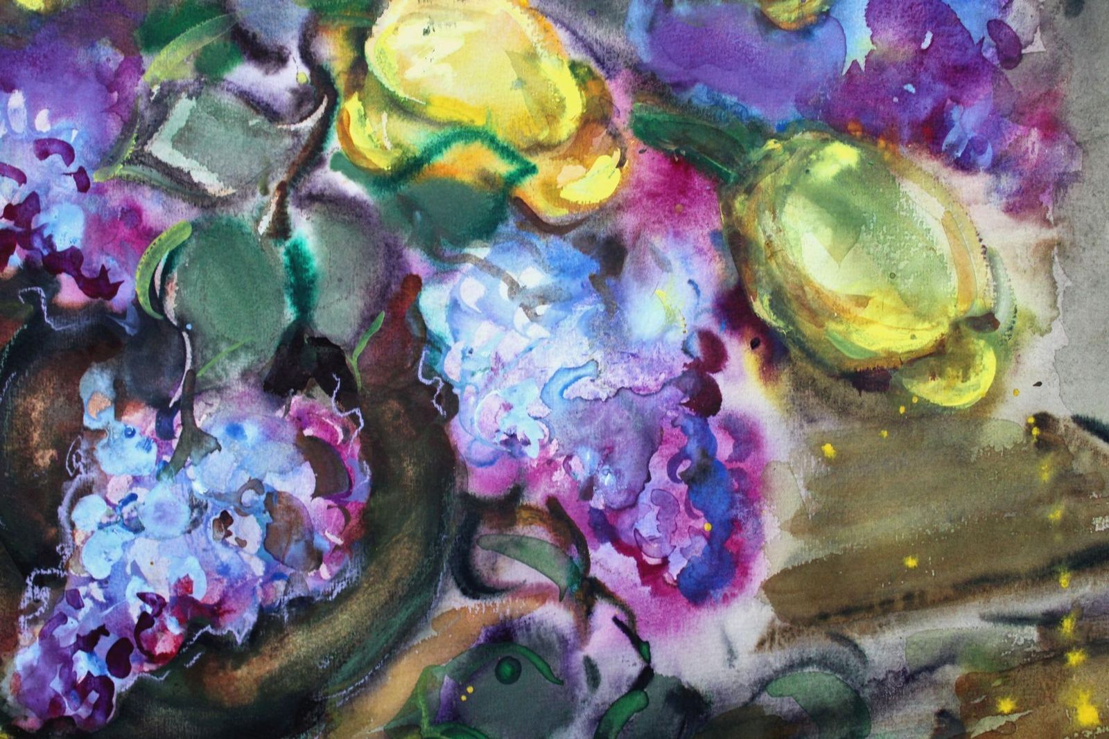 Dzidra Baumatulips And Lilacs  1992, Paper, Watercolor, 64x73 Cm1992 photo 599.0