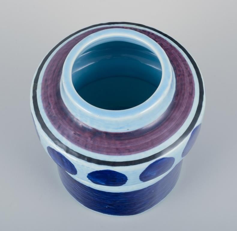 Olle Alberius For Rörstrand. "Lavendel" Ceramic Vase With Glaze In Blue Tones photo 216.0