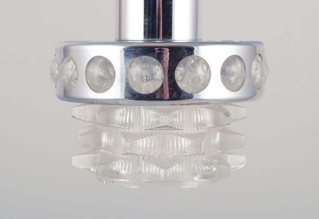Raak, Holland. Ceiling Pendant In Chromed Metal And Clear Art Glass. 1970s. photo 186.0