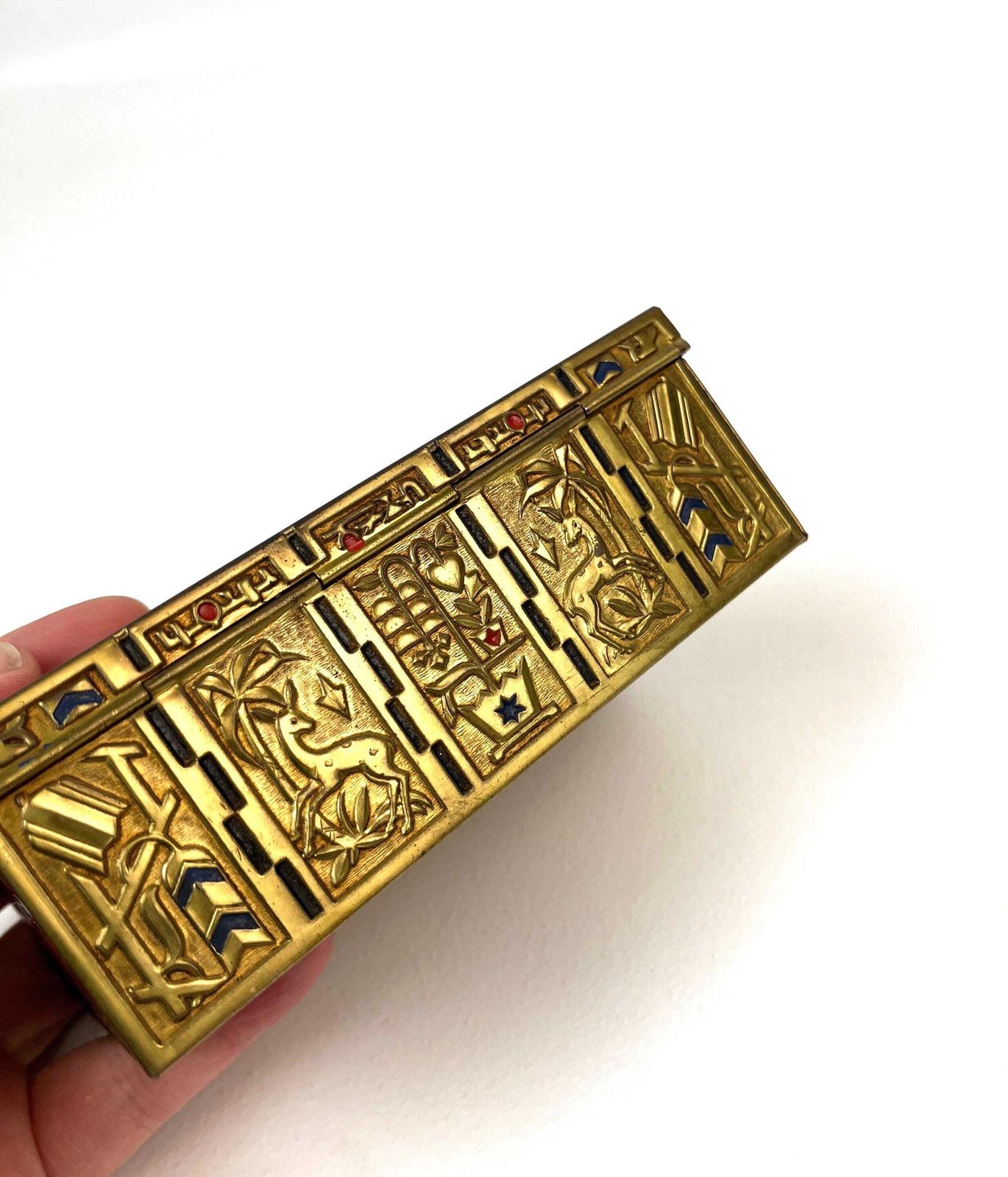 Stunning Bauhaus Art Deco Avantgarde Brass Enamel Cubist Jewelry Box By Erhard & Söhne photo for sale