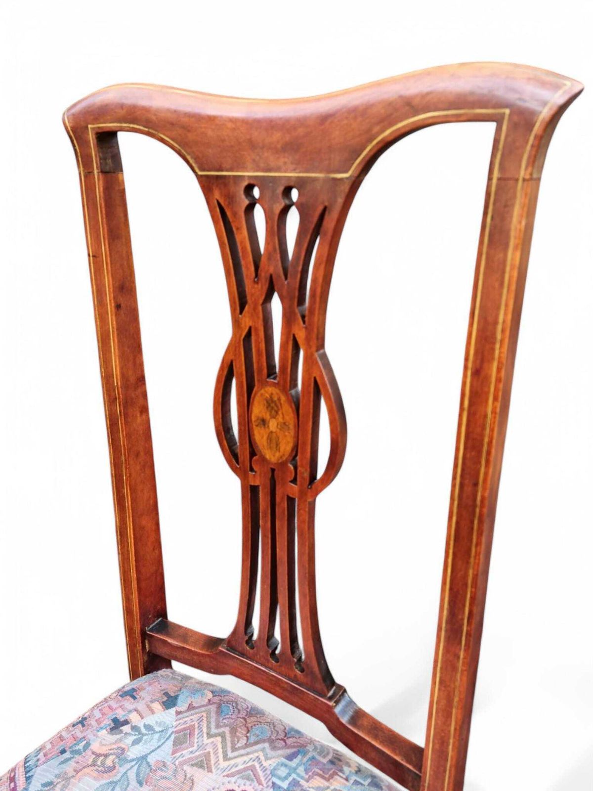 Antique Victorian Inlaid Mahogany Dining Chairs / Set Of 4 / C1880 photo vinterior