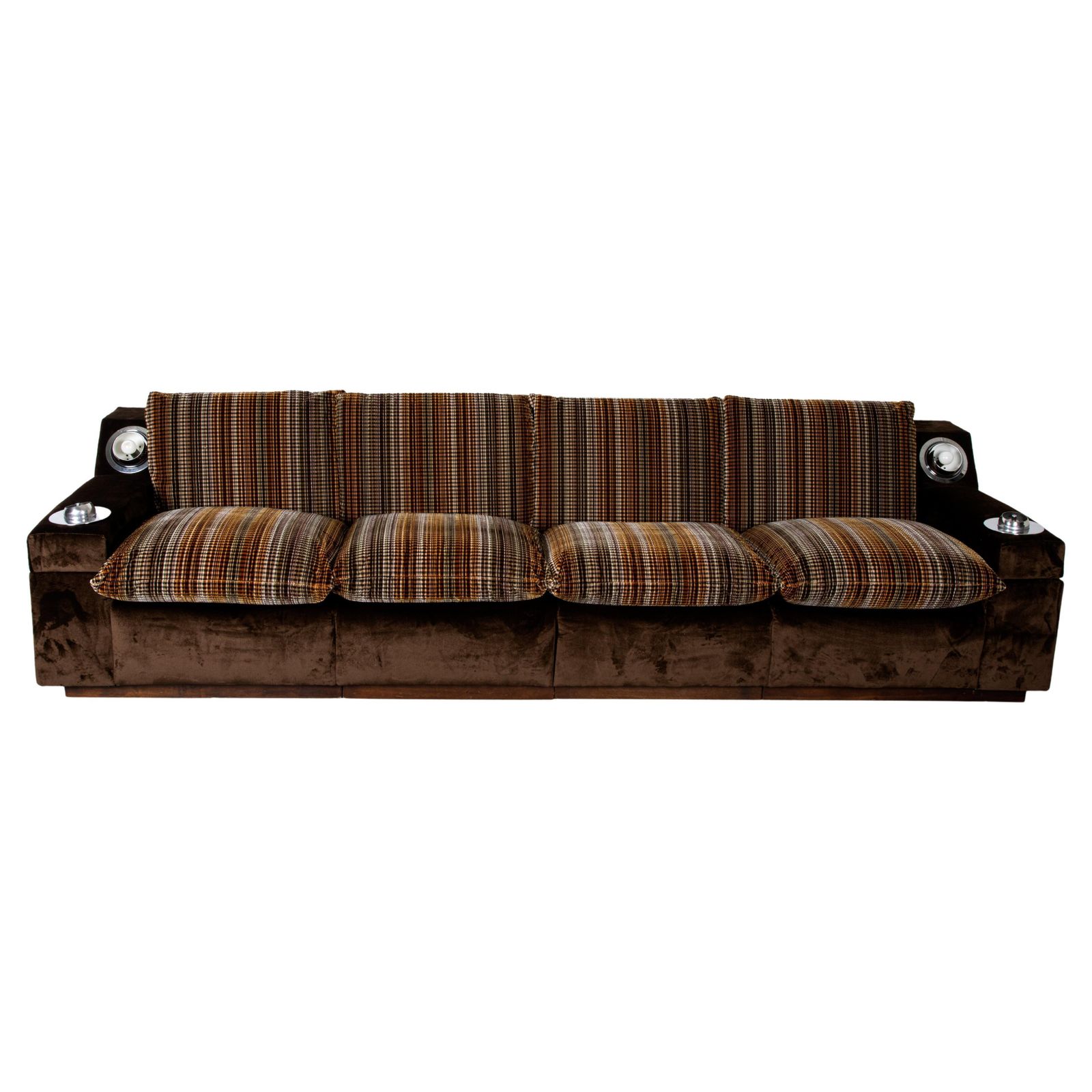 Mid Century Modern Sofa Wood And Velvet Rubelli And Pierre Frey Fabric