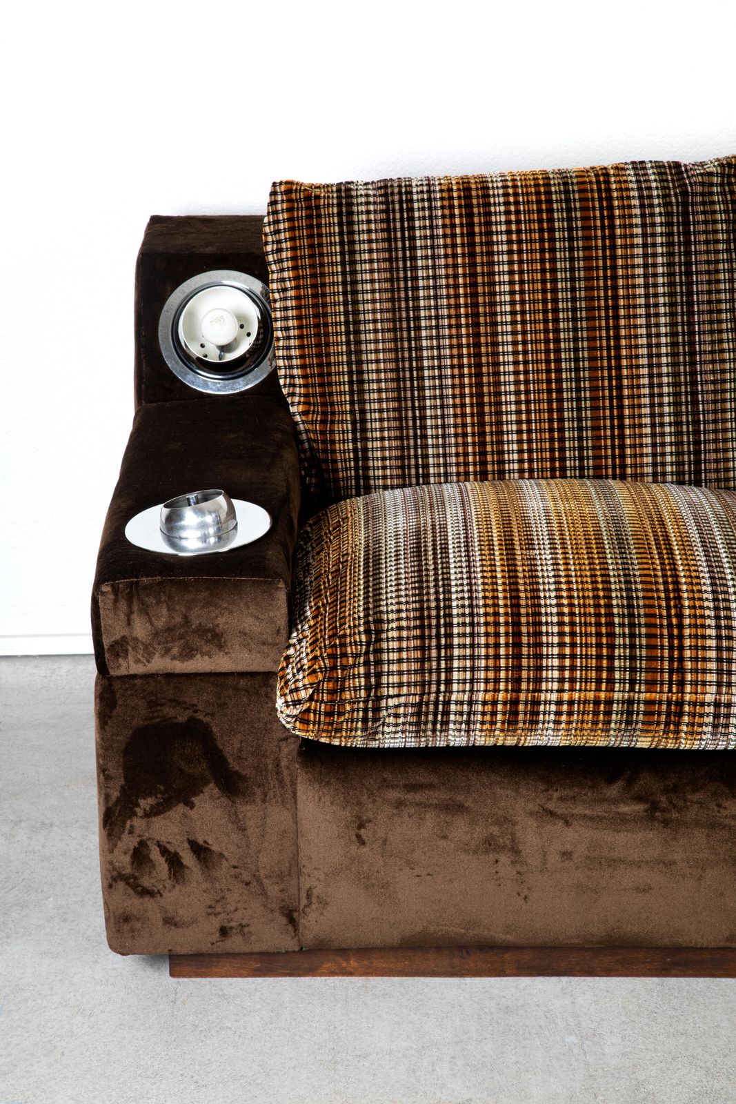 Mid Century Modern Sofa Wood And Velvet Rubelli And Pierre Frey Fabric photo buy