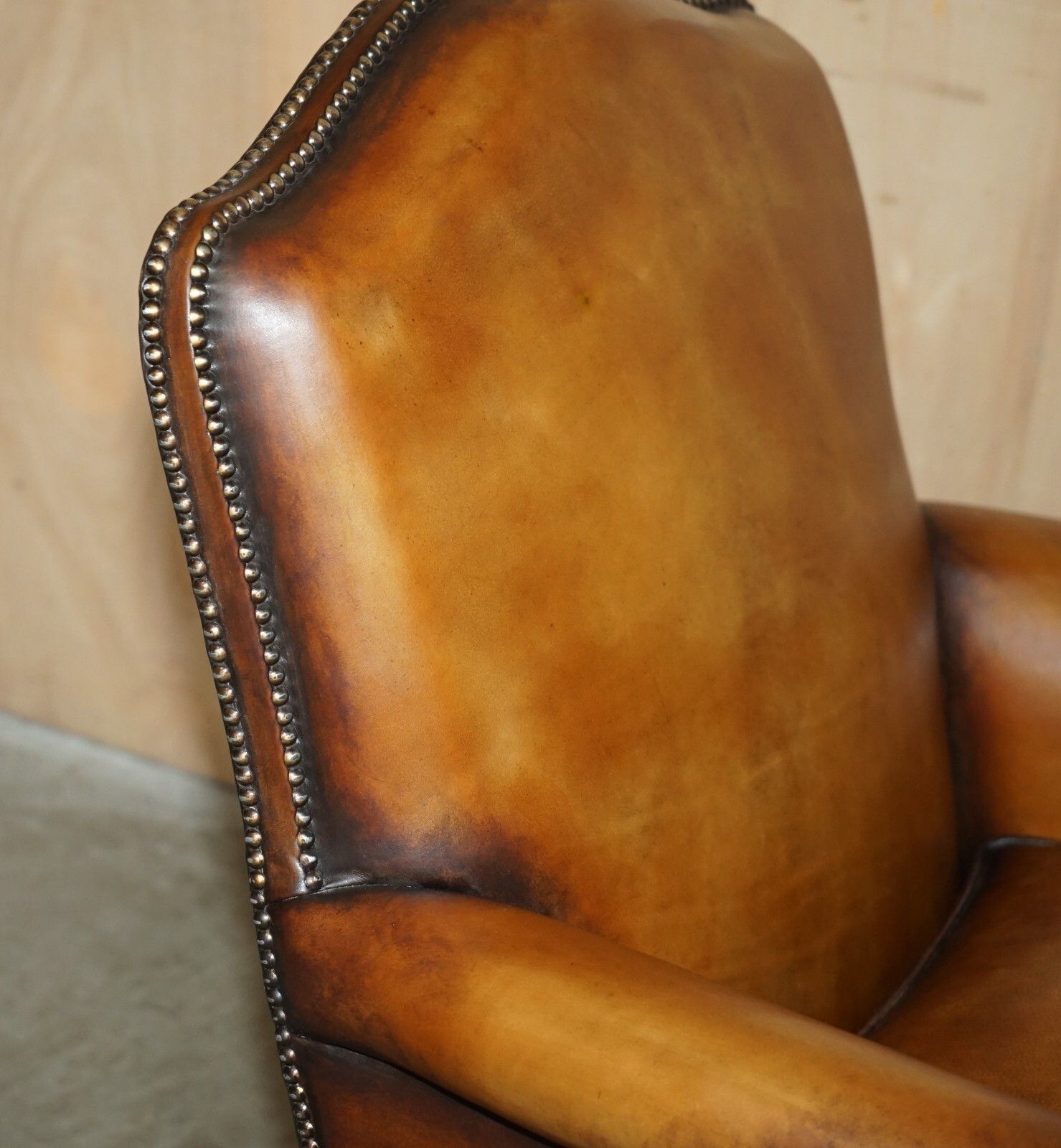 photo vinterior Restored Pair Of Antique Original Paint Brown Leather French Louis XV Armchairs