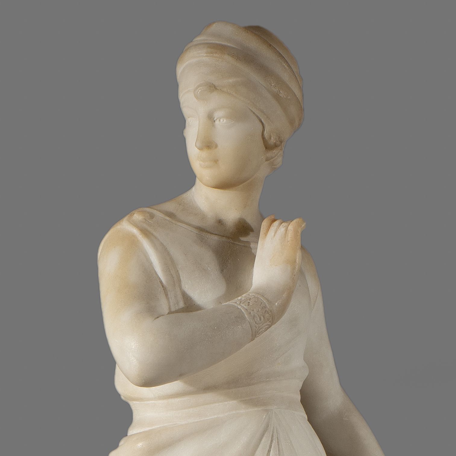 Italian Carved Alabaster Sculpture Of A Female By Pugi photo furniture