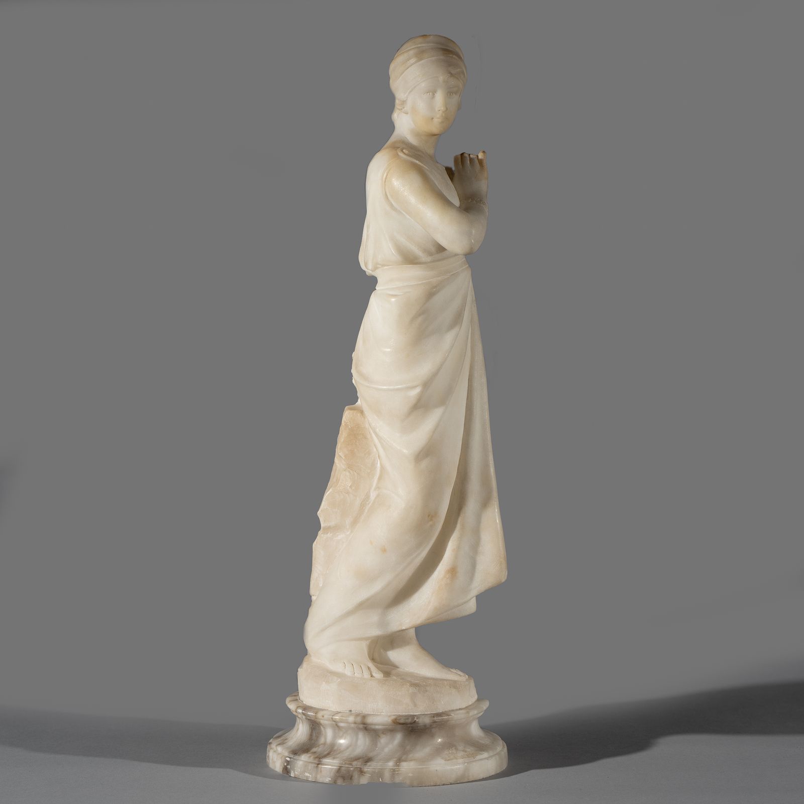 Italian Carved Alabaster Sculpture Of A Female By Pugi photo for sale