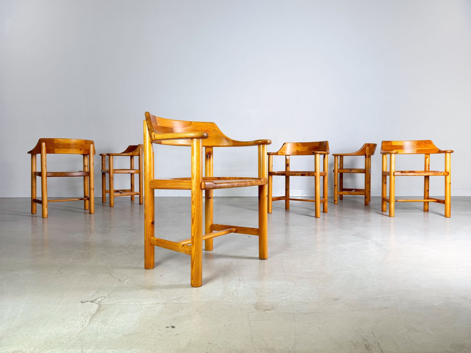 photo buy Set Of 6 Rainer Daumiller Armchairs Vintage Chair Pine