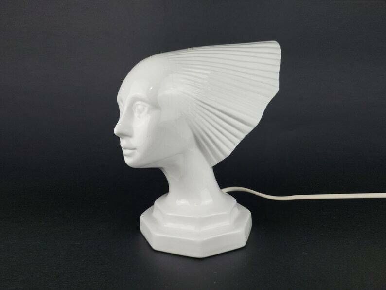 Vintage Rene Lalique Style Victoire Bed Side Lamp By Hubert Olivier From France