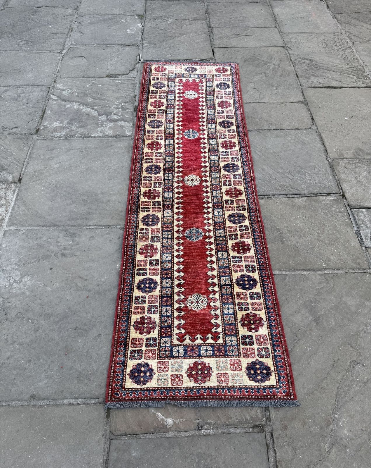 Caucasian Kazak Red Ground Wool Carpet Runner