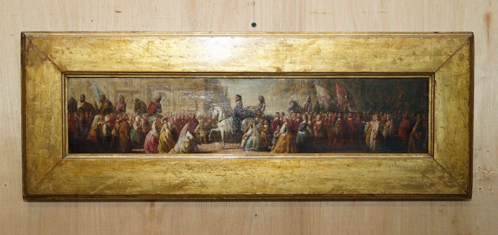 Antique Oil Painting Of The Black Prince With King John II Of France As Prisoner photo for sale