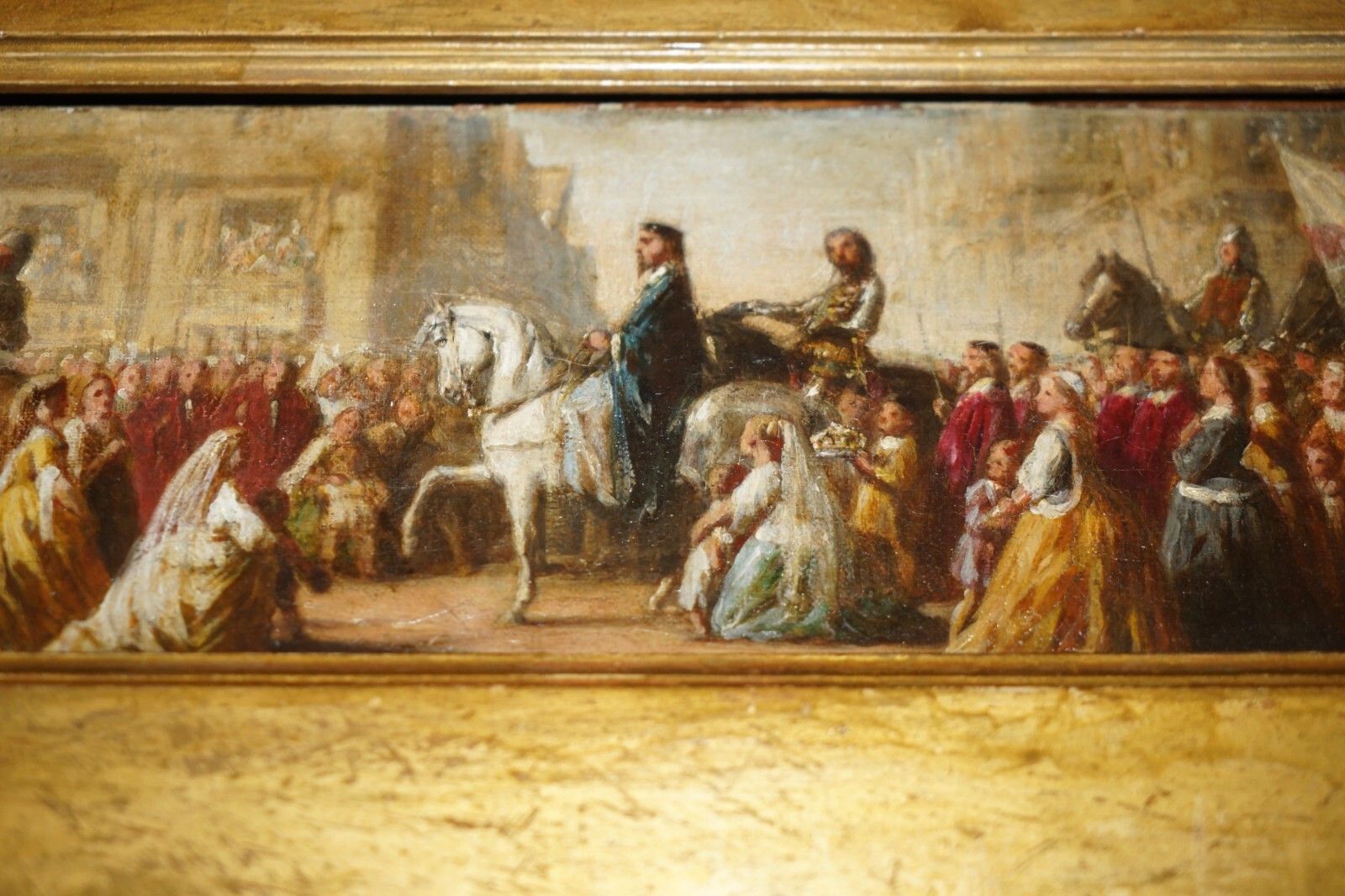 Antique Oil Painting Of The Black Prince With King John II Of France As Prisoner photo 3950.0