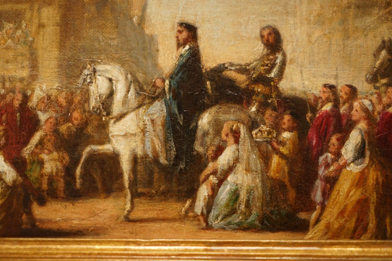 Art Antique Oil Painting Of The Black Prince With King John II Of France As Prisoner photo