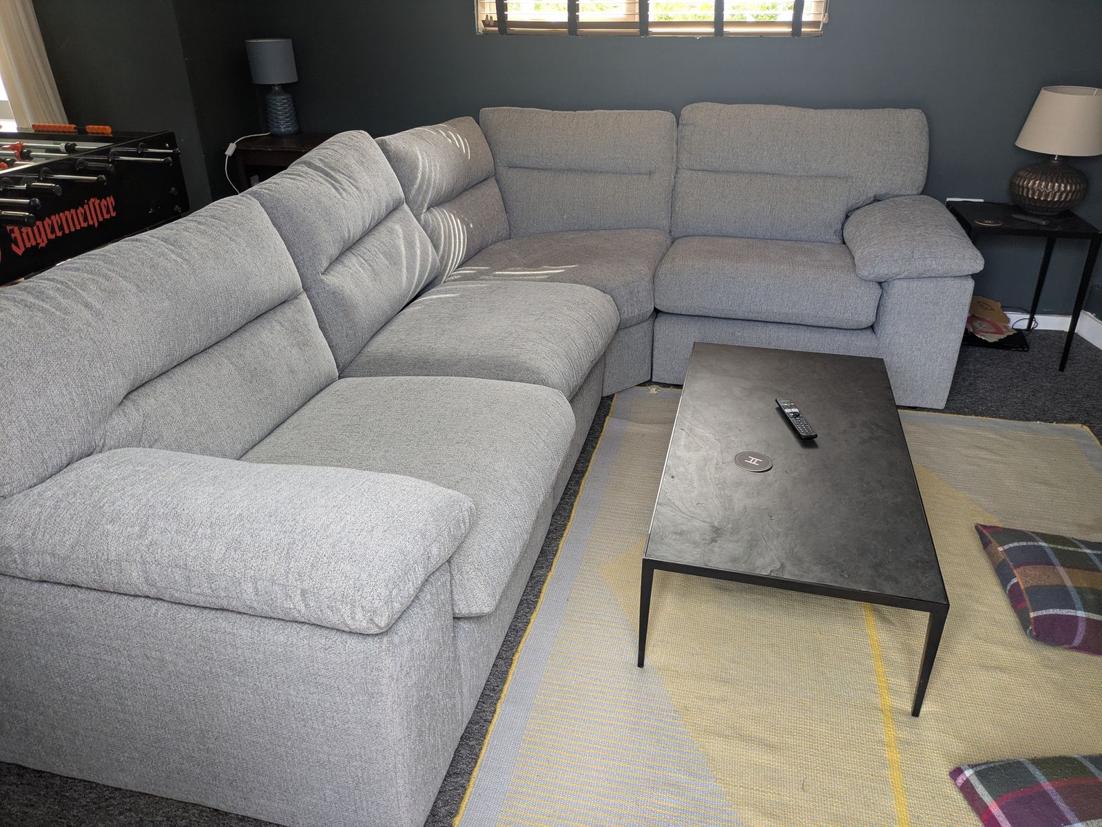 Oak Furnitureland Morgan Santos In Steel Corner Sofa photo furniture