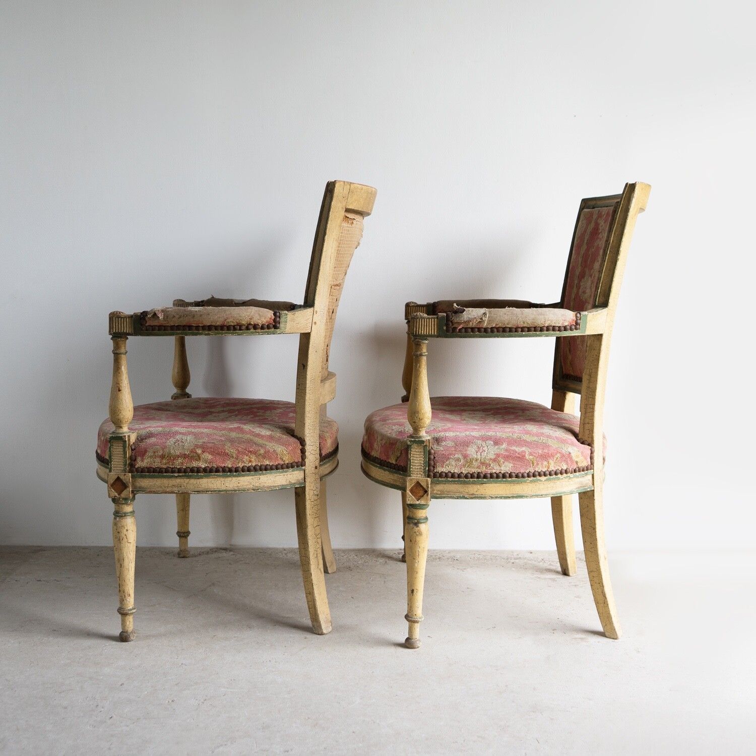 photo for sale Pair Of Antique French Directoire Period Painted Armchairs, Late 18th Century