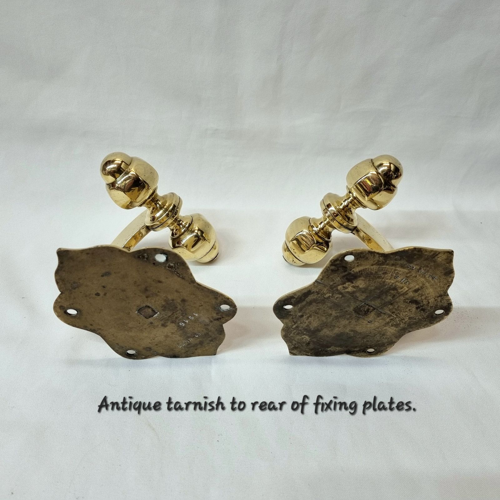 photo for sale A Fine And Rare Pair Of 19th Century Heavy Brass Chimney Piece Opposing Jamb Hooks For Supporting Fireirons Either Side Of A Fireplace.