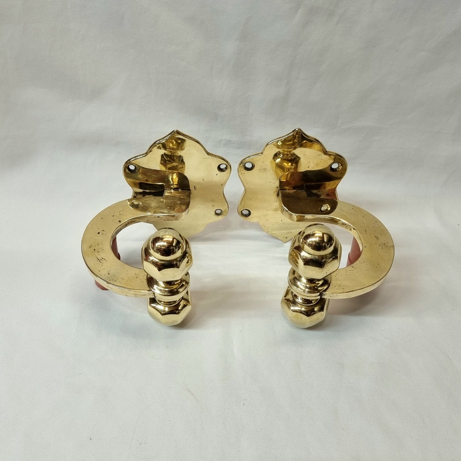 A Fine And Rare Pair Of 19th Century Heavy Brass Chimney Piece Opposing Jamb Hooks For Supporting Fireirons Either Side Of A Fireplace.