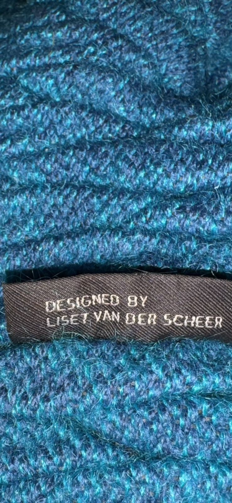 Rare Cosolis Pouf By Liset Van Der Scheer For Casalis – Teal Knitted Merino Wool Ottoman photo vintage