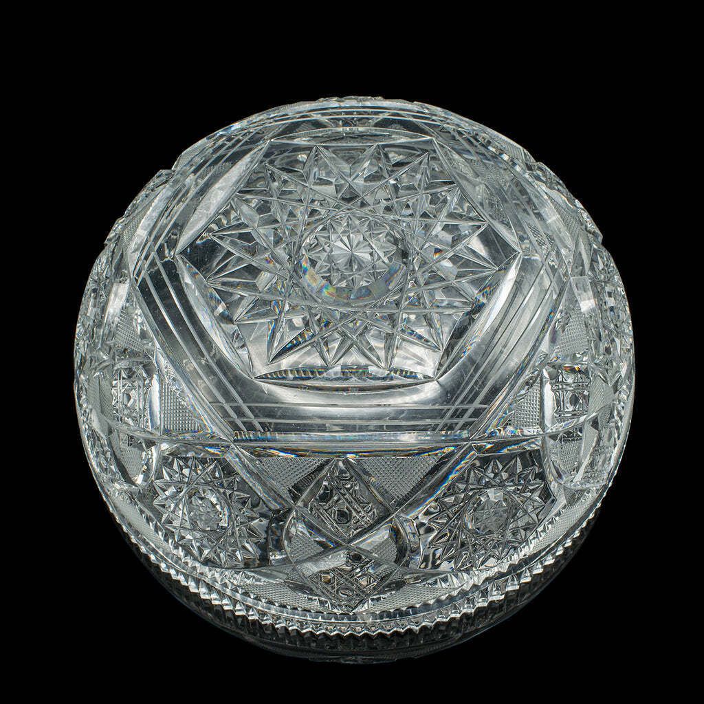 Vintage Centrepiece Fruit Bowl, English, Cut Crystal Glass, Decor, Serving Dish photo vintage