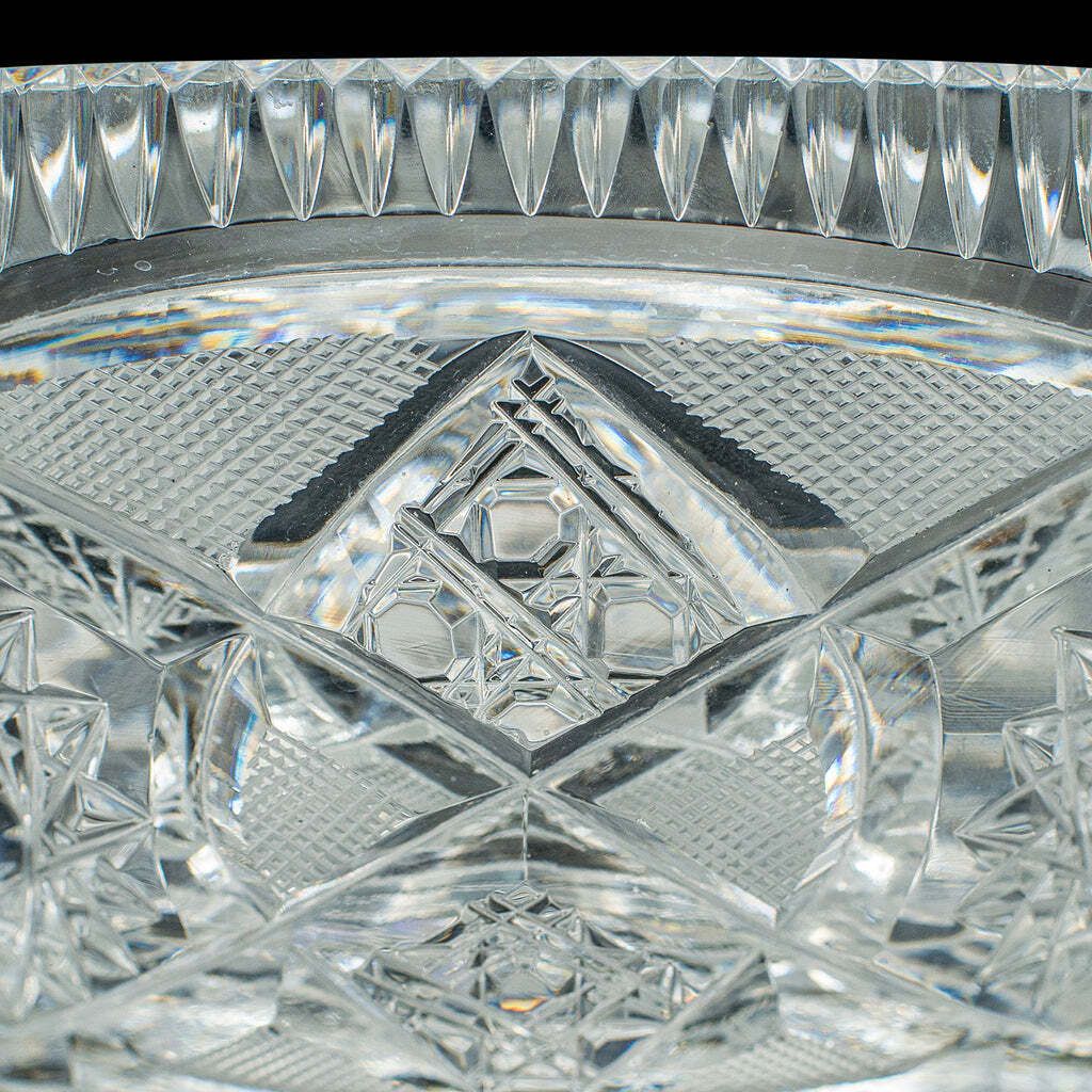 photo for sale Vintage Centrepiece Fruit Bowl, English, Cut Crystal Glass, Decor, Serving Dish