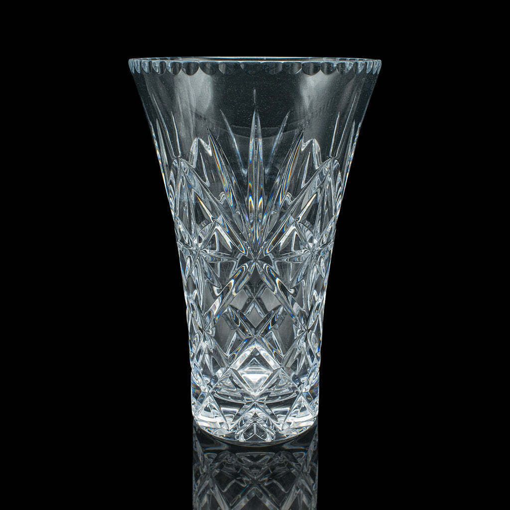 Tall Vintage Display Vase, English, Cut Crystal Glass, Flower Sleeve, Decorative photo furniture