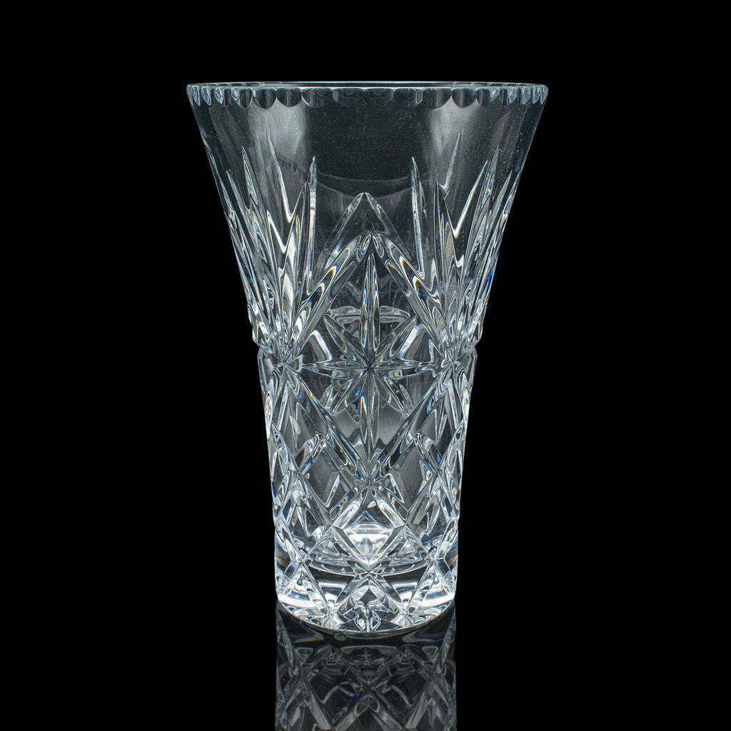 Tall Vintage Display Vase, English, Cut Crystal Glass, Flower Sleeve, Decorative photo for sale