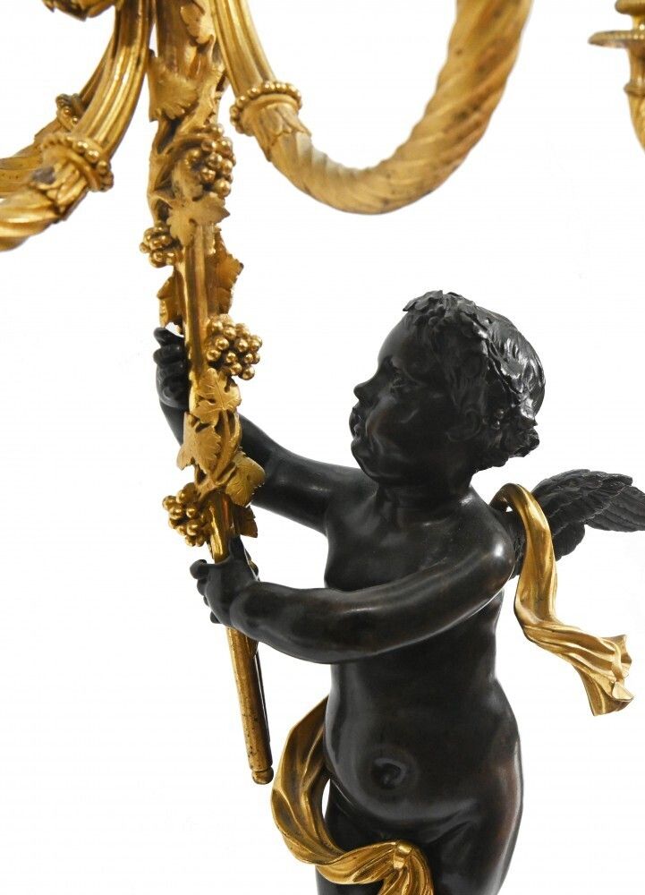 Pair French Bronze Cherub Candelabras Clodion photo 4500.0
