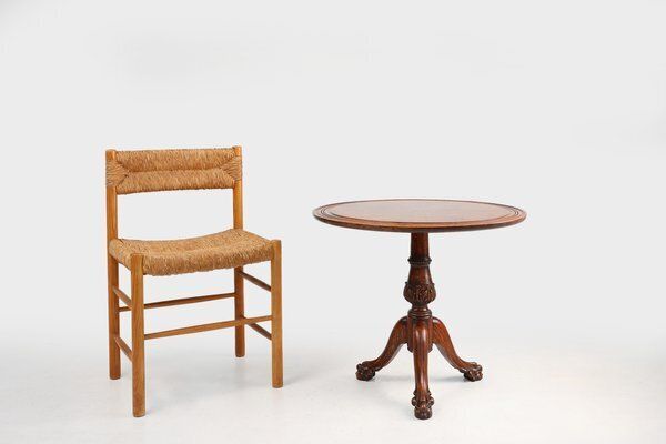 photo for sale Antique English Hand Carved Oak Side Table With Lions Head Feet, 1890s