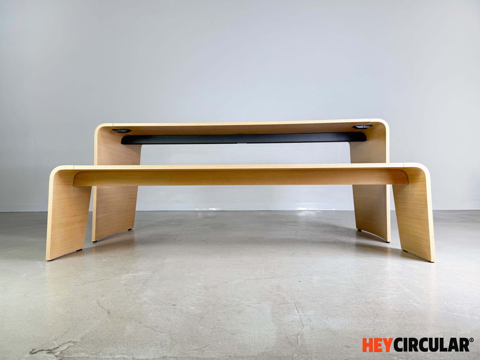 Set Of 2 Tables + Bench Brunner Jehs Laub Oak Design Table photo for sale