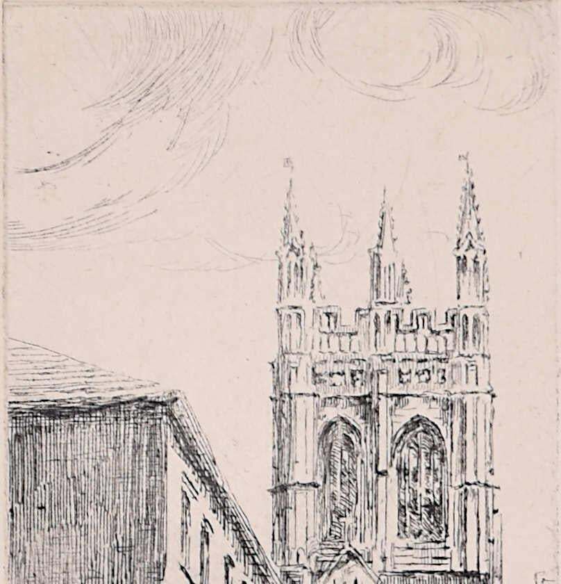 Mabel Oliver Rae, Etching Of Merton Tower, Oxfordc.1920 photo furniture