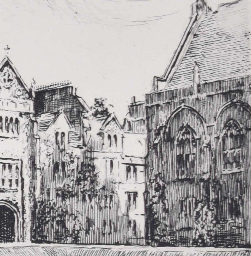 Mabel Oliver Rae, Etching Of Keble College, Oxford C.1920 photo Art