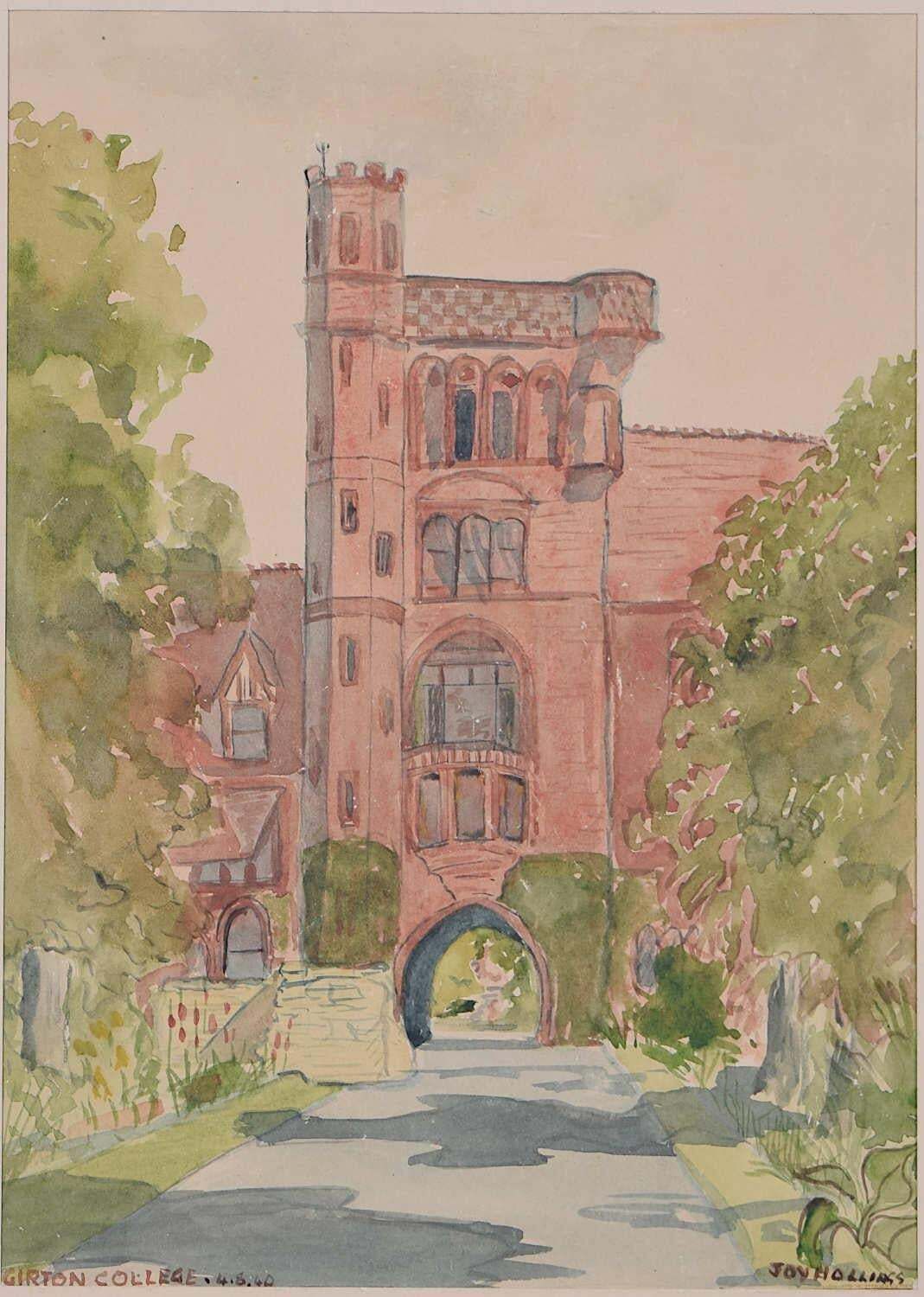Girton College, Cambridge, Watercolour By Joy Fox (1940)