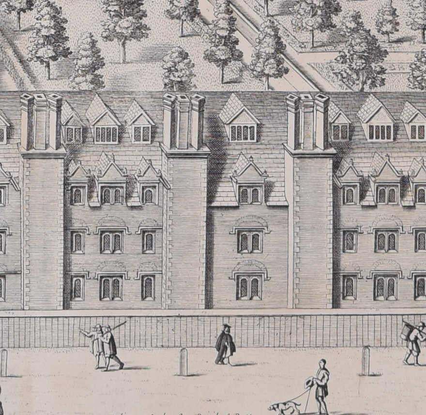 Queens' College, Cambridge, Engraving By David Loggan photo for sale