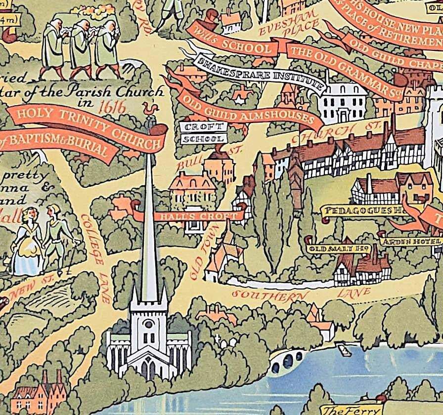 The Life Of Shakespeare And Map Of Stratford Upon Avon, Lithograph By Kerry Lee (1965) photo 703.0